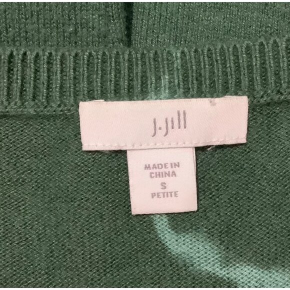 J. Jill Womens Tie-Dye Sweater Green Small  Petite Cotton Viscose Blend Ribbed - Picture 3 of 9
